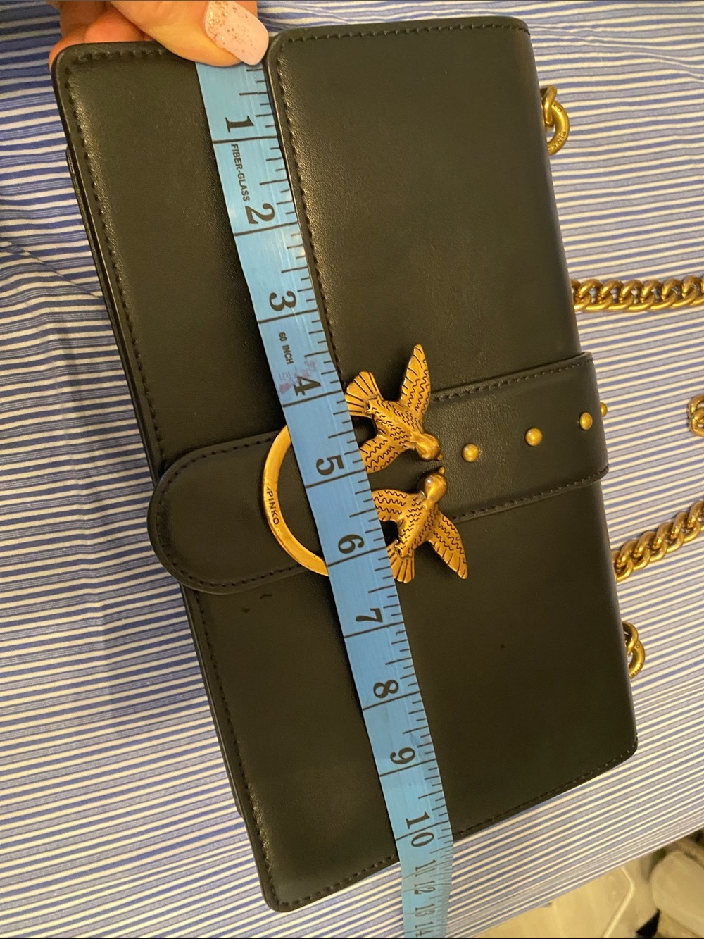 PINKO Love One leather crossbody bag Leather with Gold Bird Ring - Picture 6 of 7